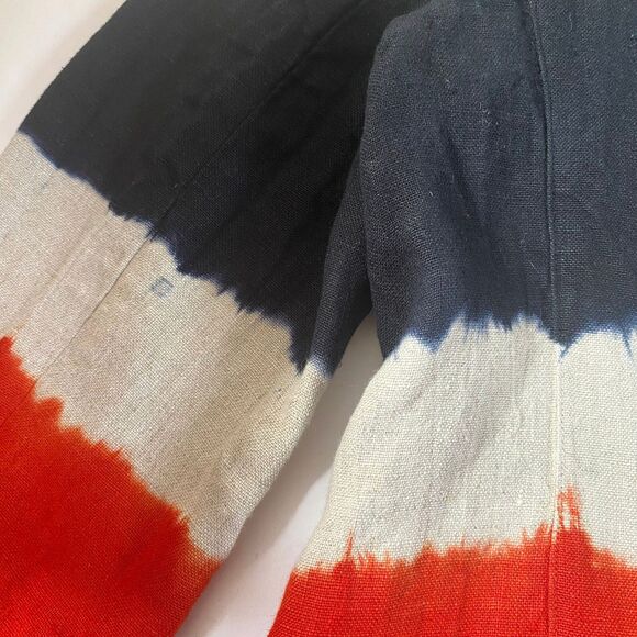 Michael Kors Tie Dye Ombre 100% Linen Blazer Womens Size 2 Multicolor Pockets - Picture 9 of 16